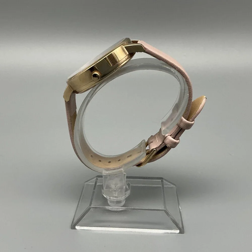 Olivia Burton Wild Flower Womens Watch 34mm Pink Strap Gold Tone New Battery